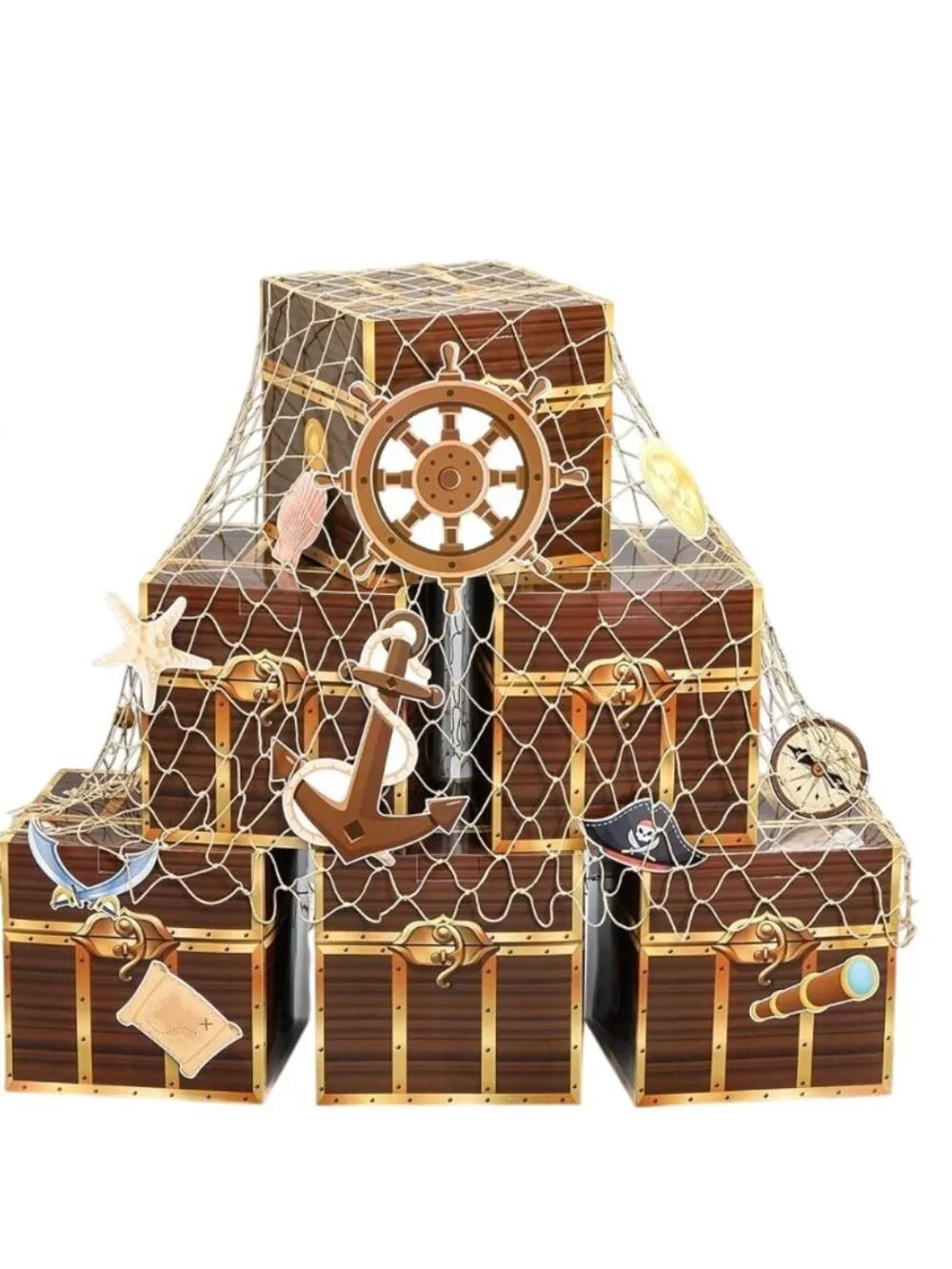 17-Piece Pirate-Themed Party Decorations Set With Decorative Fishing Net New NIB